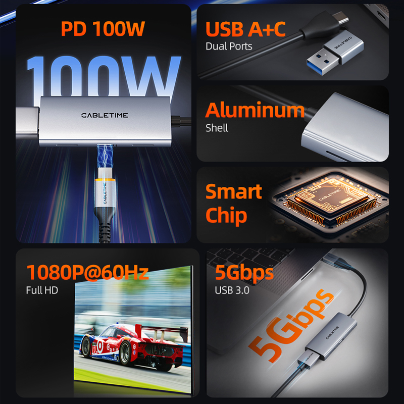 Cabletime usb 3.0 hdmi placa d - Usb C To Hdmi avaliação e preço